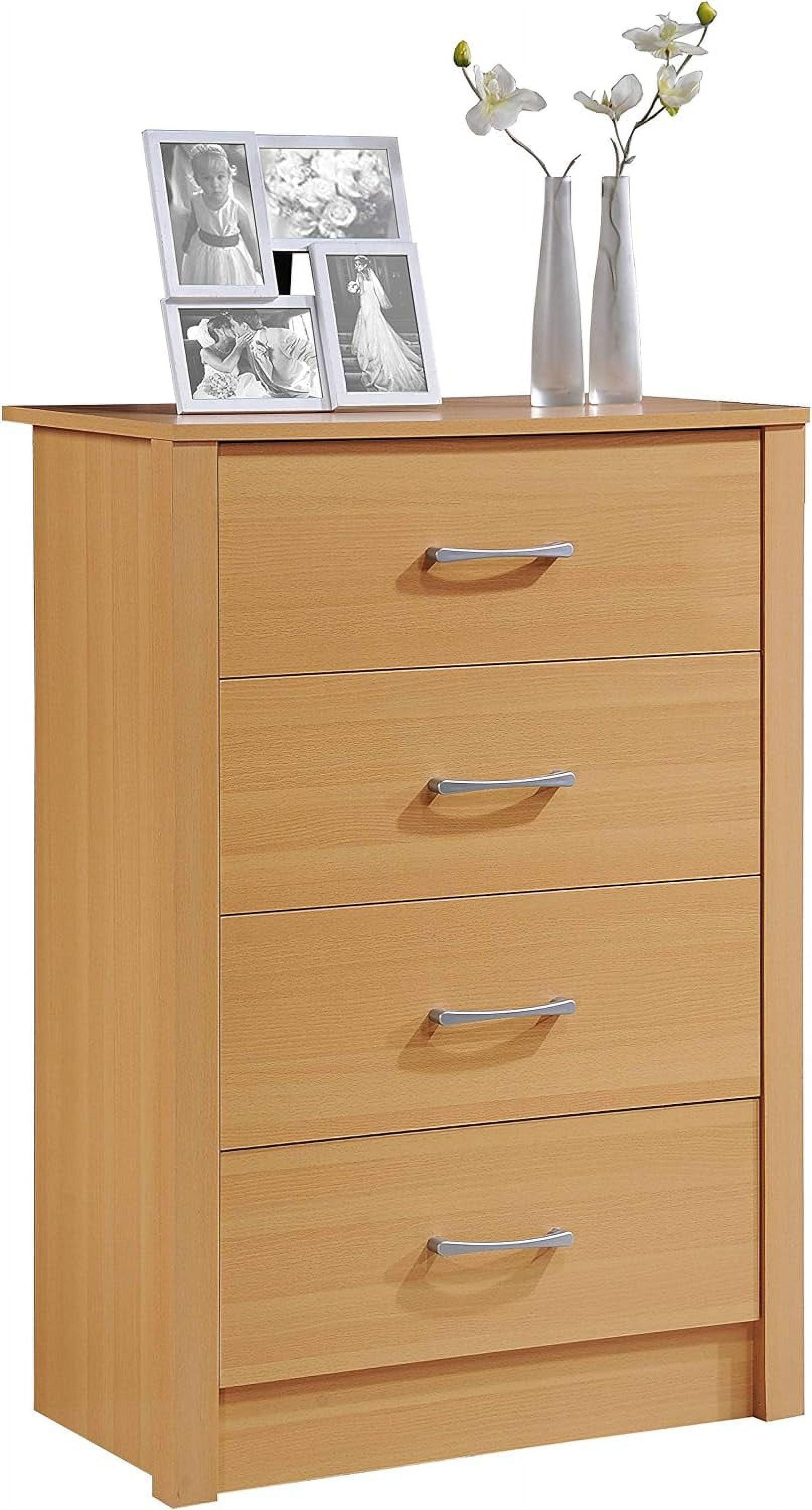 Sleek Beech 4-Drawer Chest with Soft Close and Roller Support