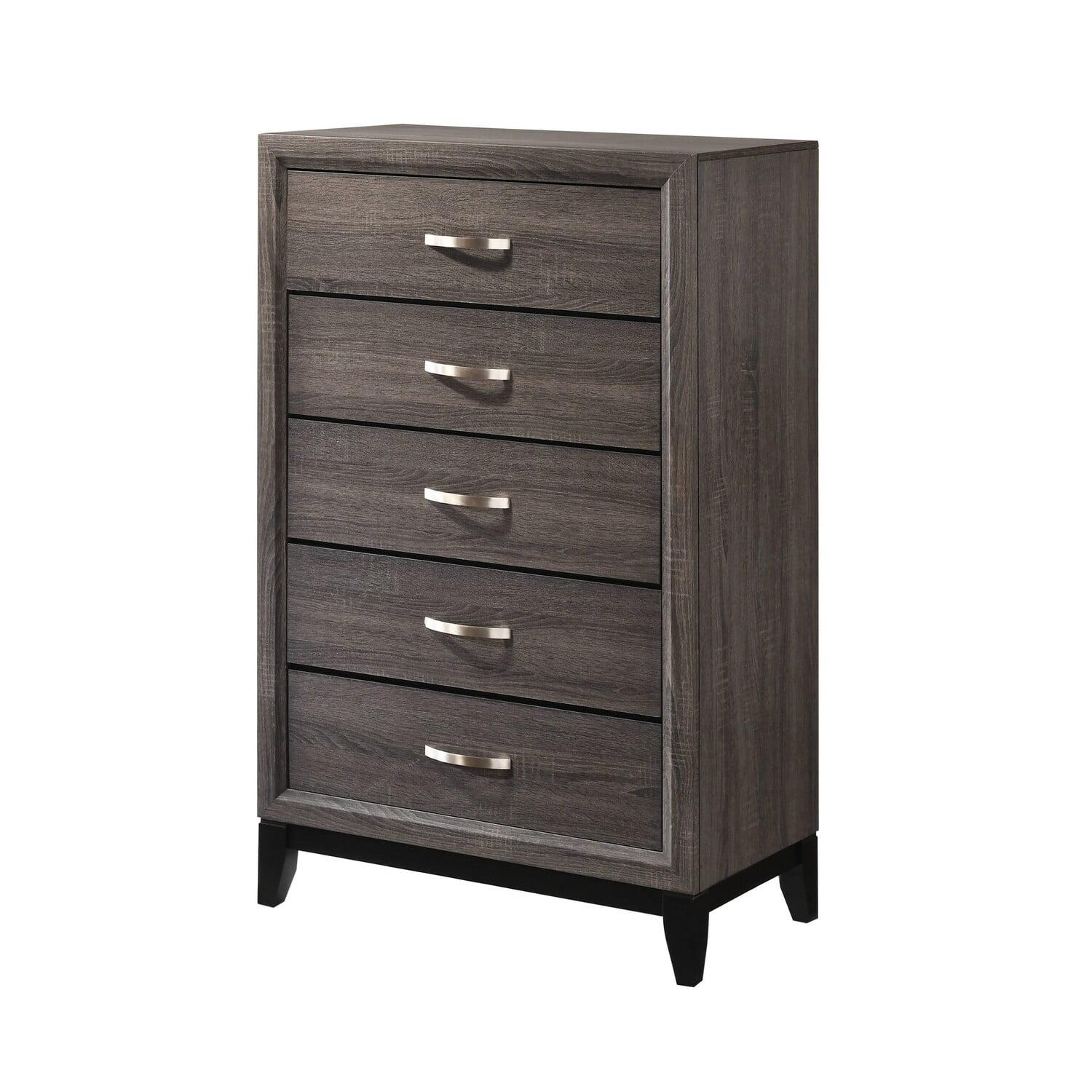 Gray Solid Wood Vertical Chest with Soft Close Drawers