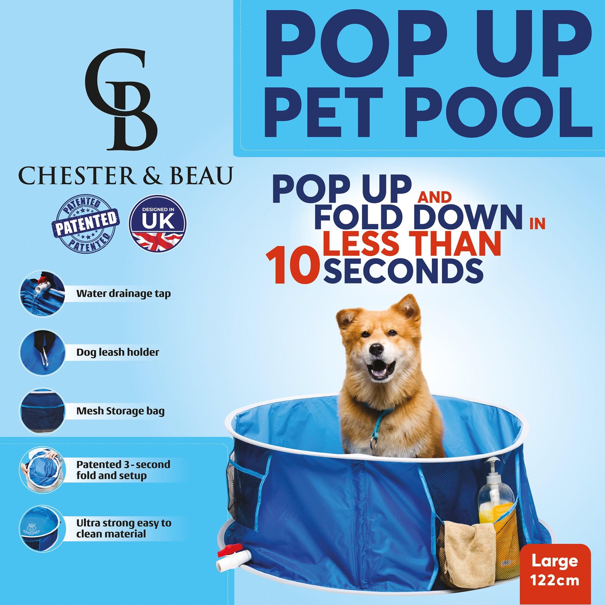 Large Blue Foldable Non-Slip Pet Pool and Bath Tub