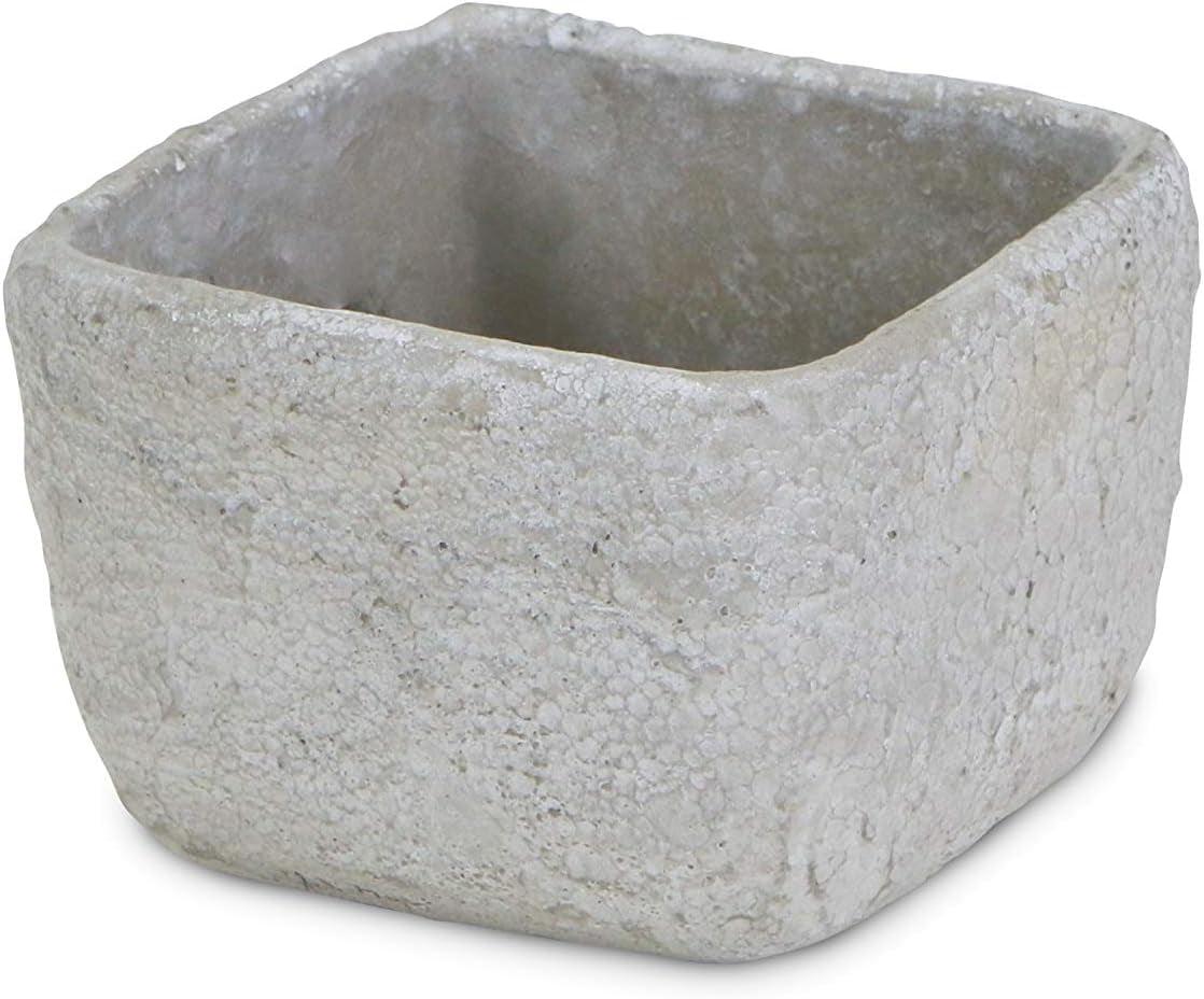 Gray Square Cement Planter with Arrow Design