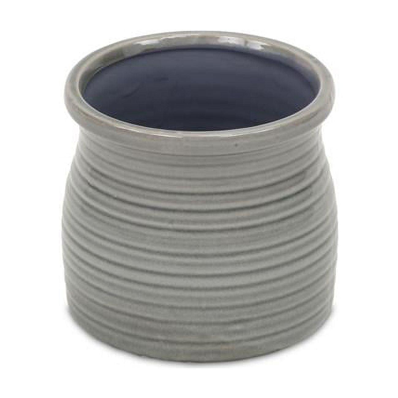 Curved Ripple Gray Ceramic Planter 5"