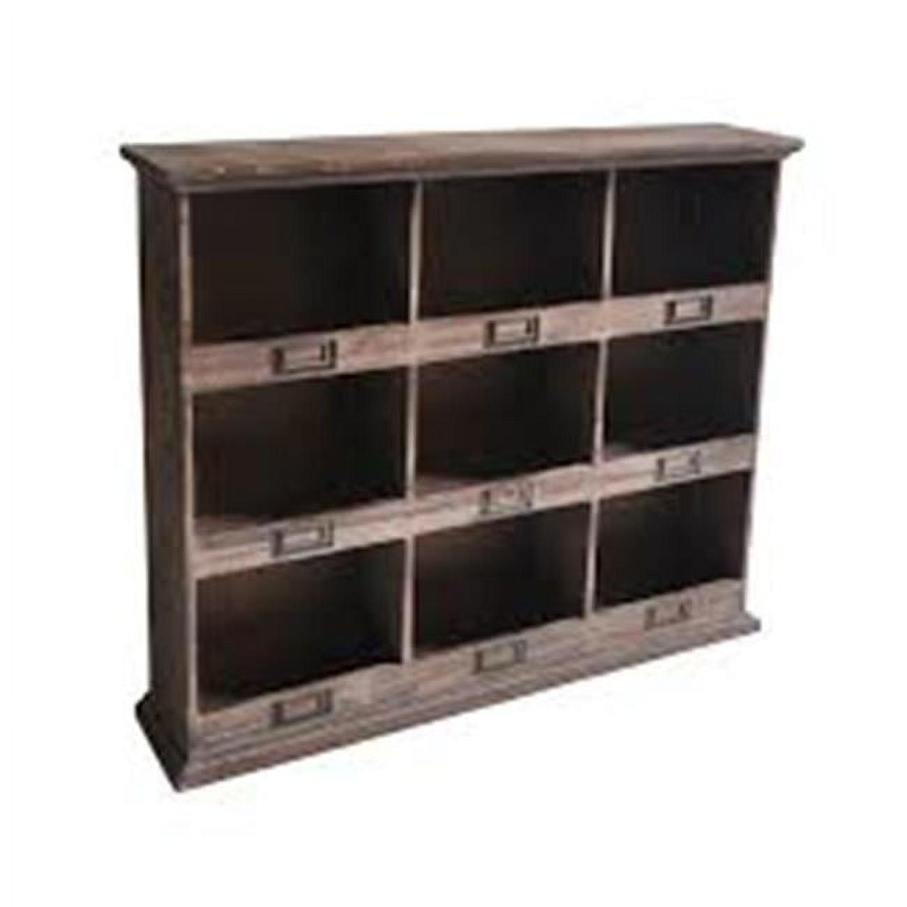 Brown Wooden 9-Cubby Floating Wall Shelf