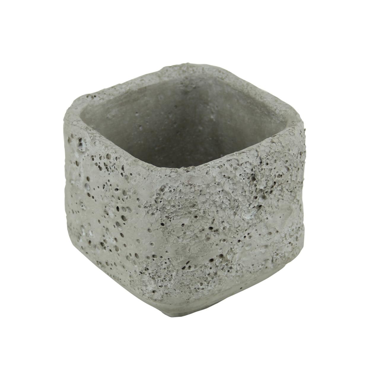 Small Gray Speckled Cement Square Planter