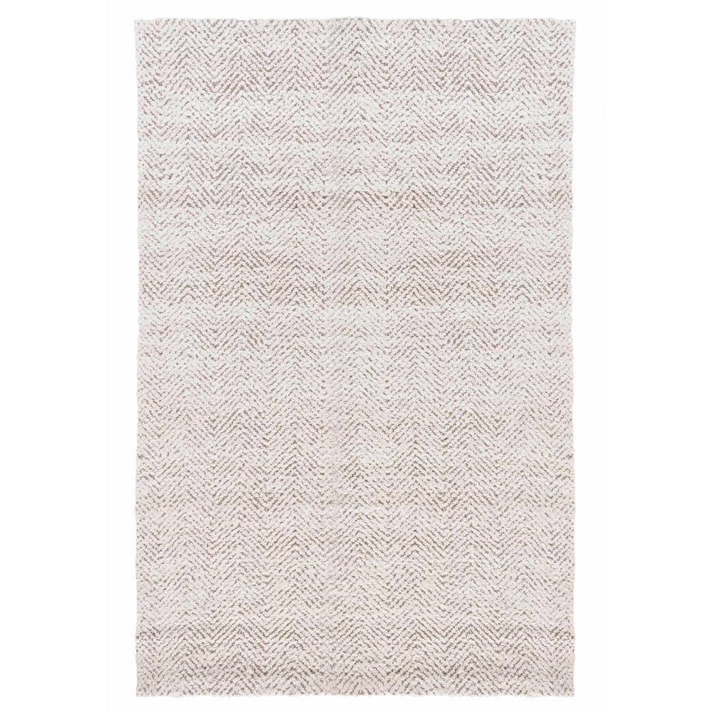 Ivory Herringbone Handwoven Wool Rectangular Rug