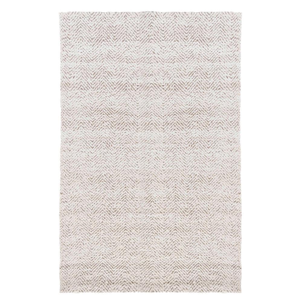 Ivory Herringbone Handwoven Wool Area Rug 5' x 8'