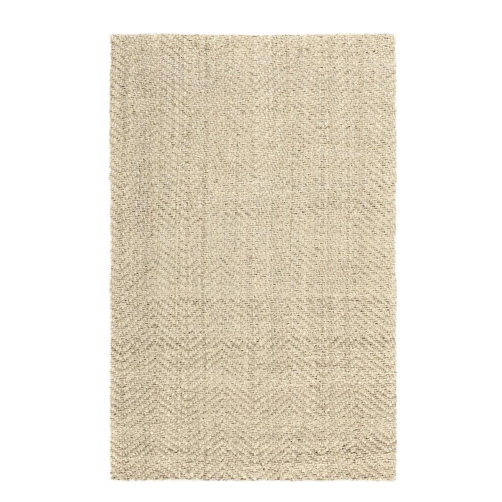 Ivory Herringbone Handwoven Wool 10' x 14' Rug