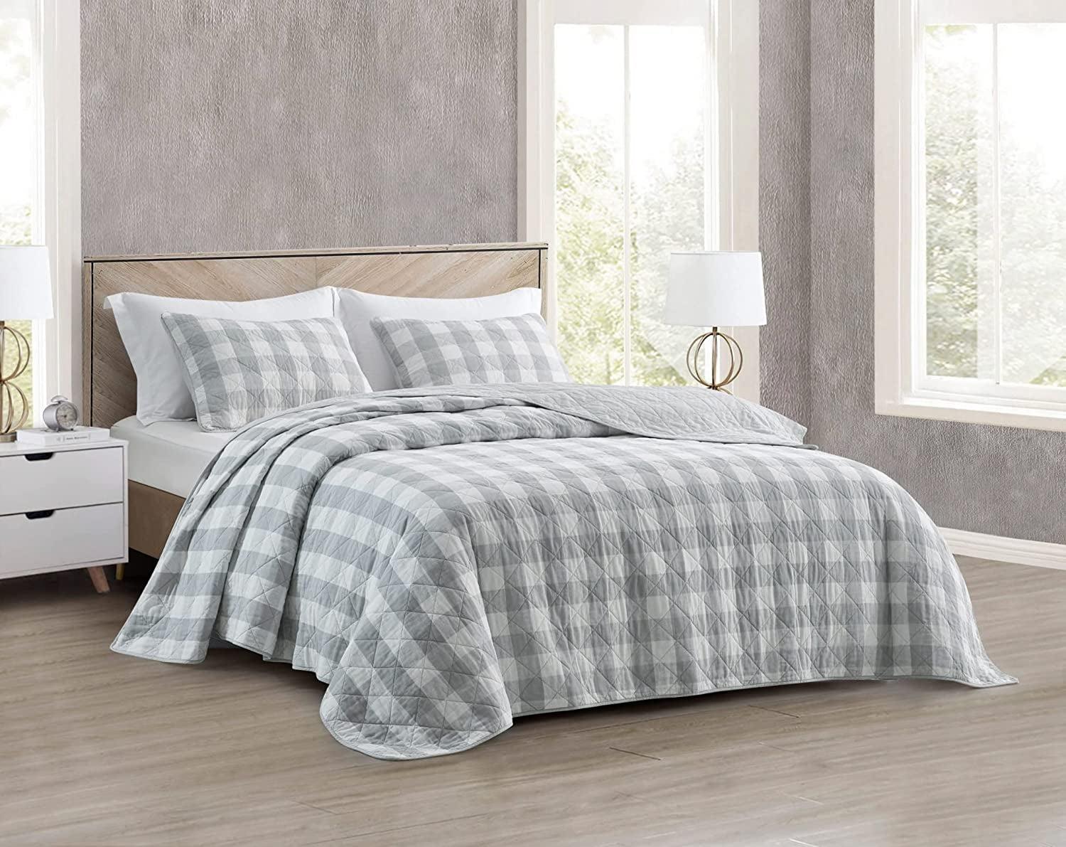 Chezmoi Collection Cotton Plaid Quilt Set