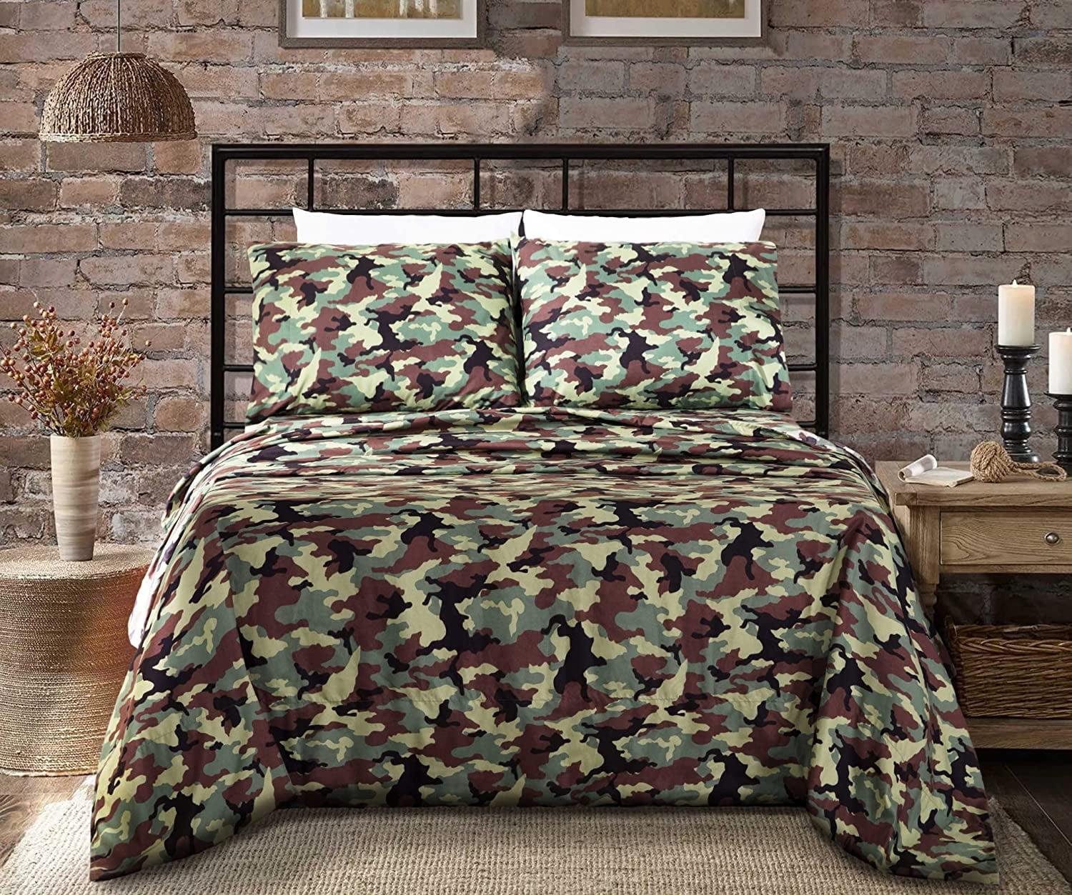 California King Green Camo Microfiber Deep Pocket Sheet Set