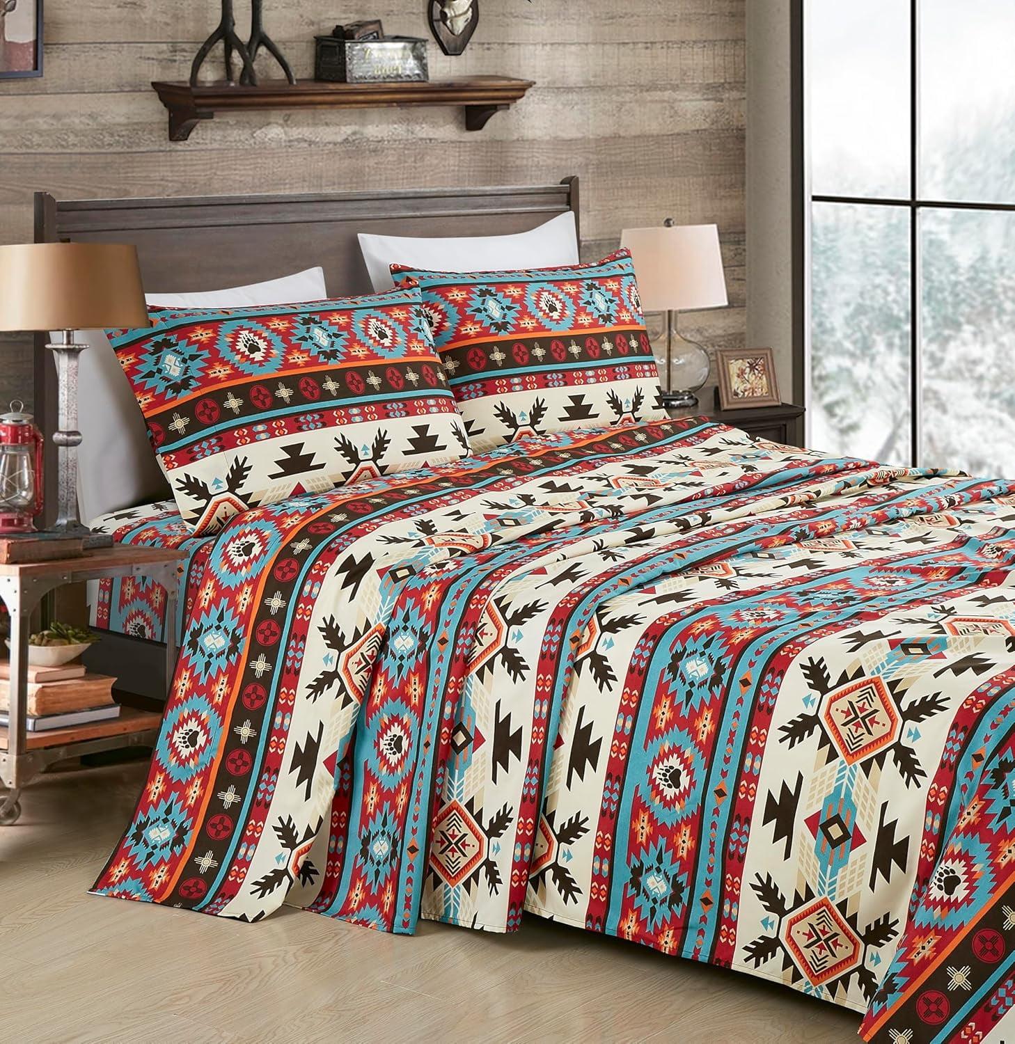 Chezmoi Collection Southwestern Geometric Printed Microfiber Bed Sheet Set