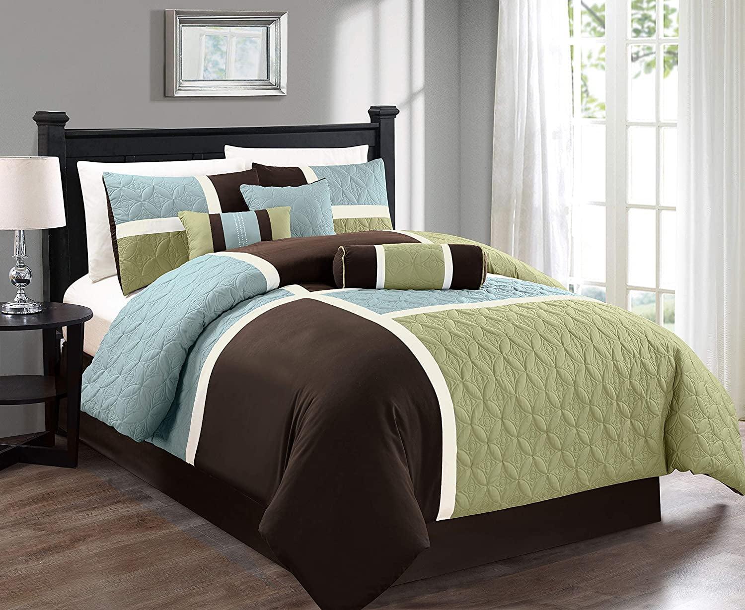 Chezmoi Collection Upland Patchwork 7 Piece Comforter Set