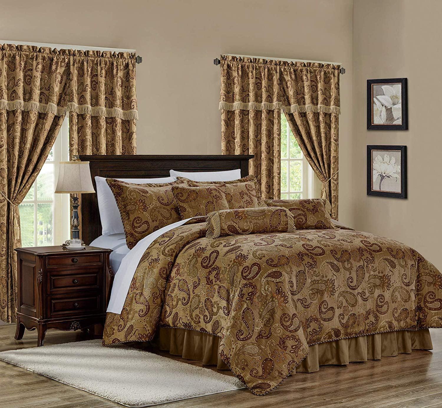 Chezmoi Collection Adelle 7 Piece Paisley Jacquard comforter Set