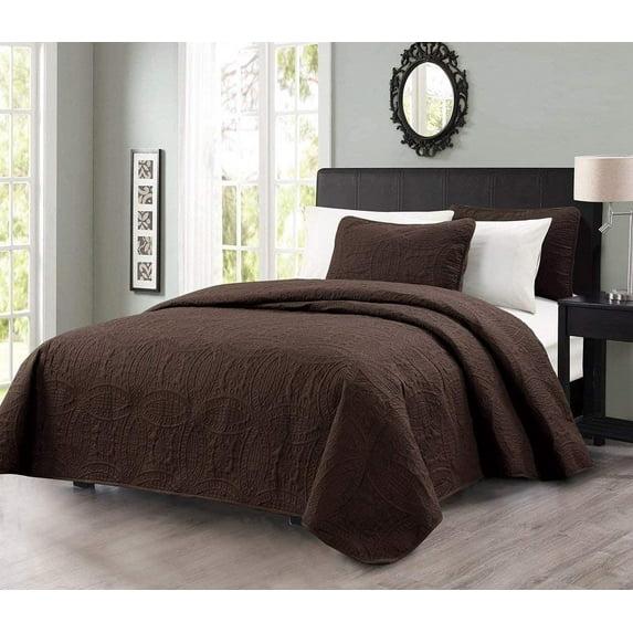 Chezmoi Collection Austin Microfiber Reversible 3-Piece Coverlet / Bedspread Set