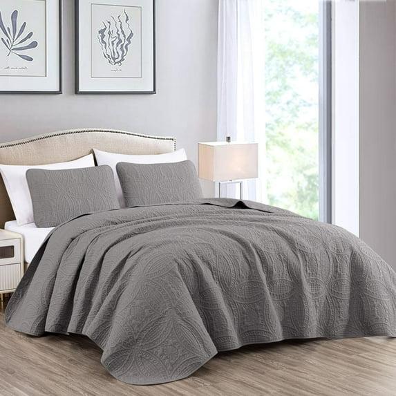 Chezmoi Collection Austin Microfiber Reversible 3-Piece Coverlet / Bedspread Set