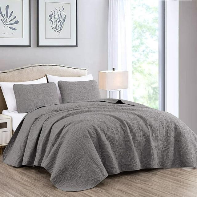 Chezmoi Collection Austin Microfiber Reversible 3-Piece Coverlet / Bedspread Set