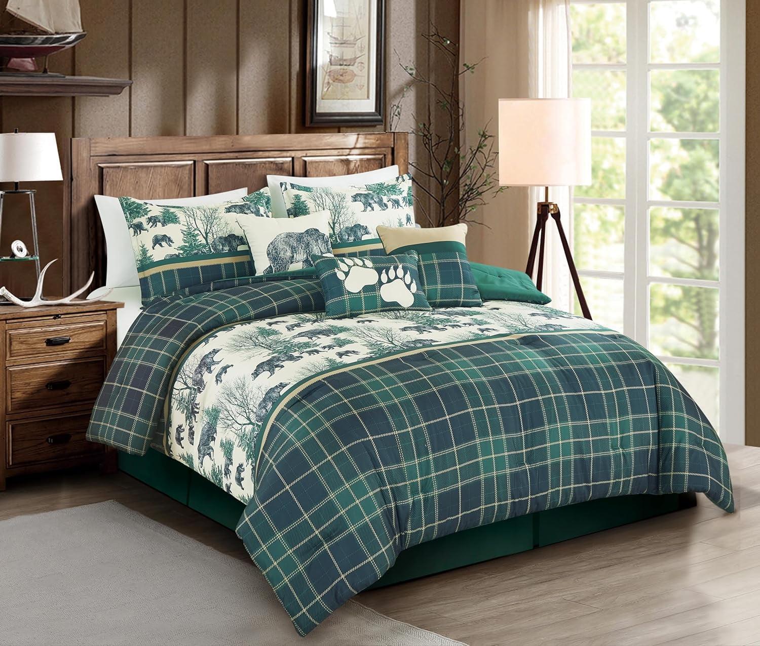 Chezmoi Collection Southwestern Cabin Lodge Bedding 7-Piece Bear Comforter Set