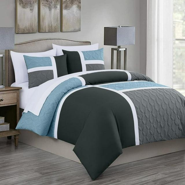 Chezmoi Collection 7-Piece Patchwork Bed in a Bag Comforter Set with Sheets