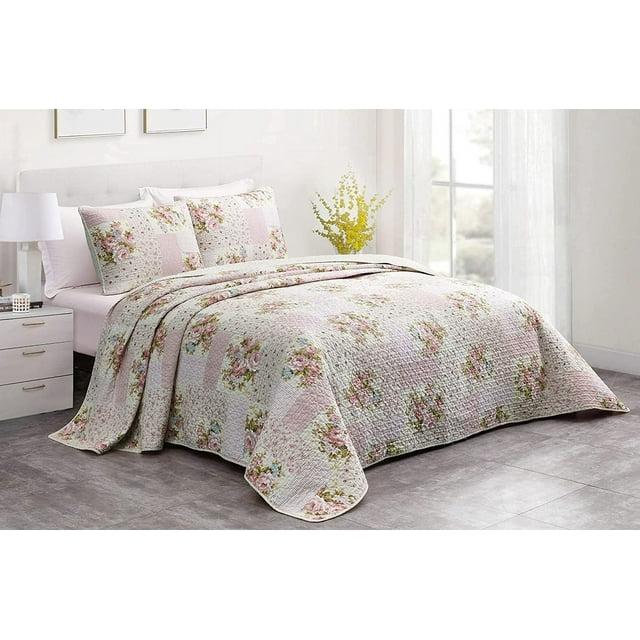 Chezmoi Collection Rosy Cotton Standard Patchwork Quilt Set