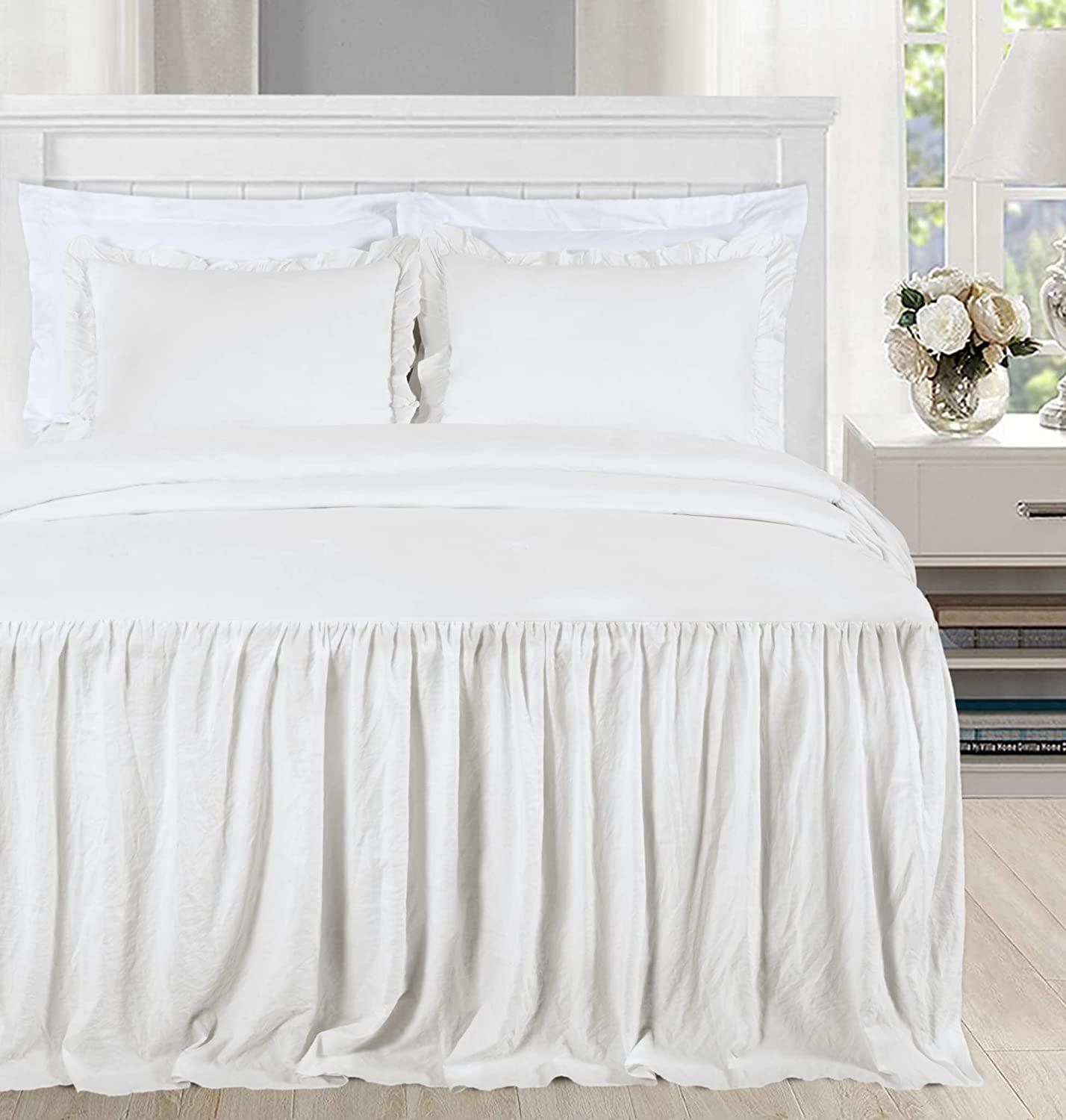 Chezmoi Collection Sinclair French Country Chic Ruffle Skirt Bedspread Set