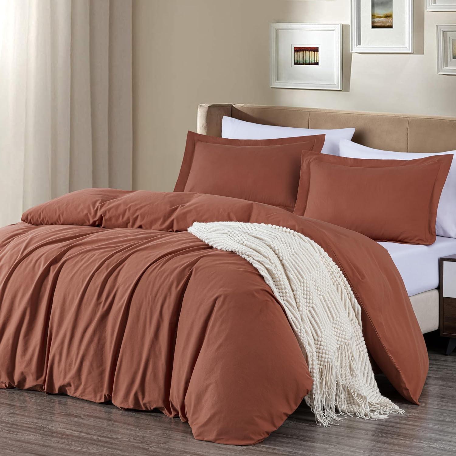 Chezmoi Collection Cotton Twill Solid Duvet Cover Set