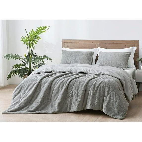Chezmoi Collection Zane Sherpa Reversible Microfiber Comforter Set