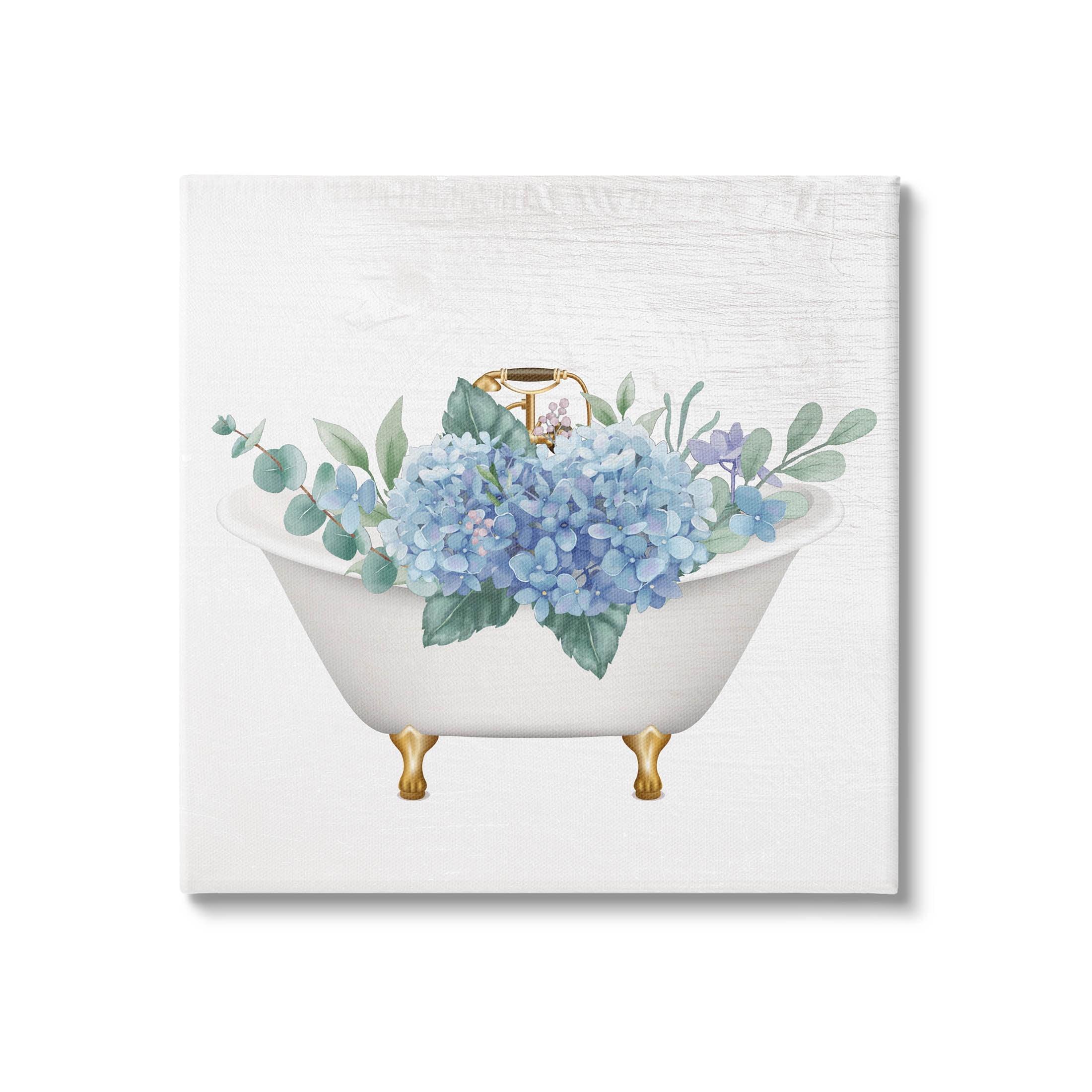 Stupell Industries Chic Bathtub Hydrangea Blossoms Canvas Wall Art