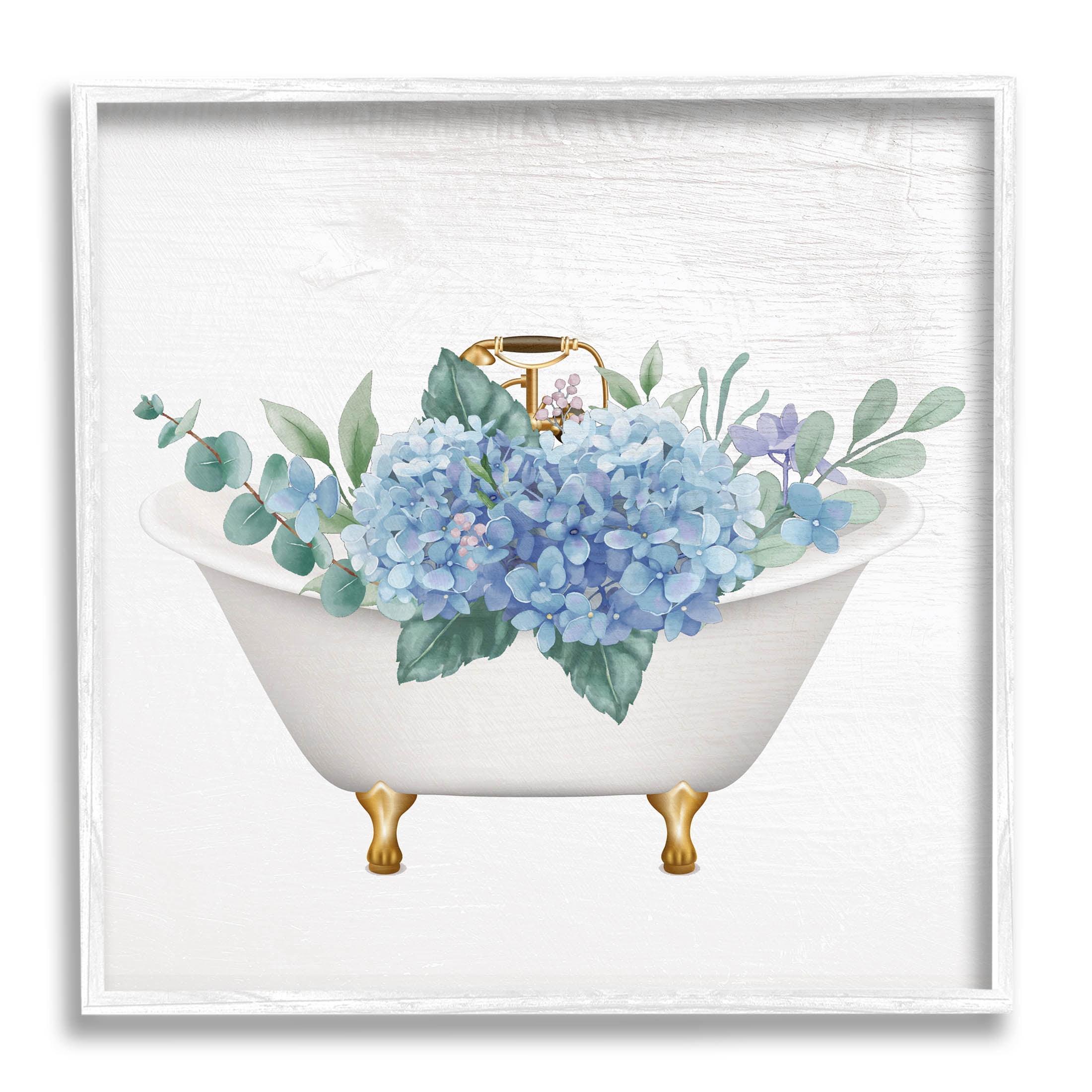 Stupell Industries Chic Bathtub Hydrangea Blossoms Framed Giclee Art