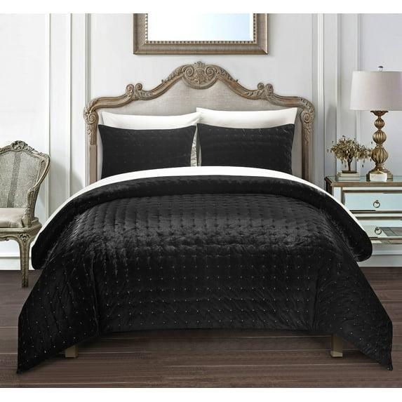 Chic Home Cynna 3-Piece Abstract Comforter Set, King, Black