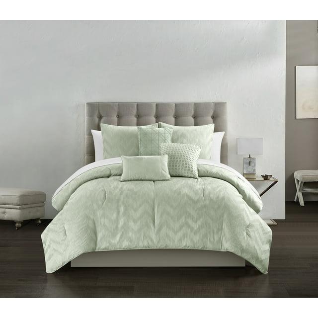 Chic Home Holly 6-Piece Solid Comforter Set, Queen, Green