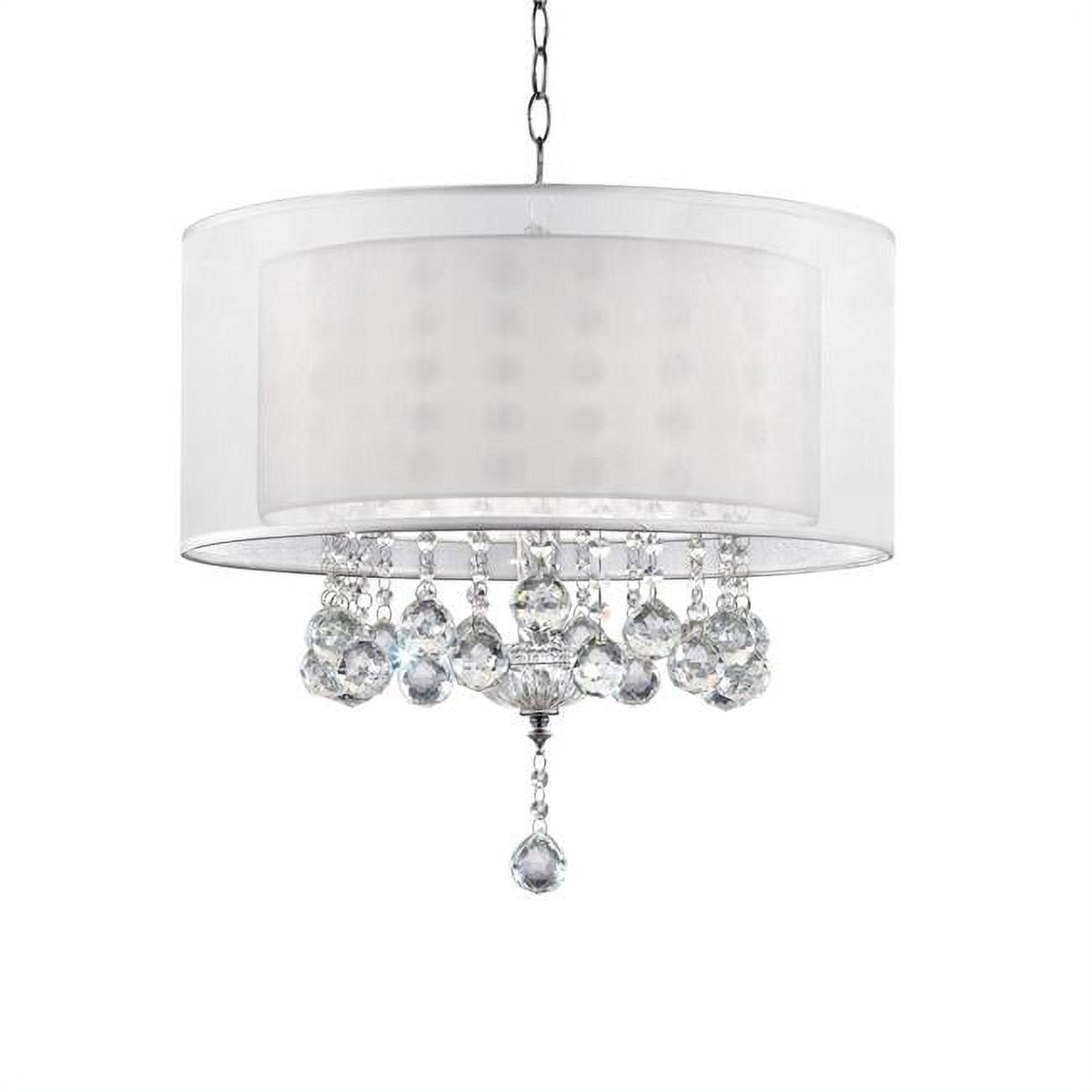 Elegant Chrome Drum Ceiling Lamp with Crystal Embellishments