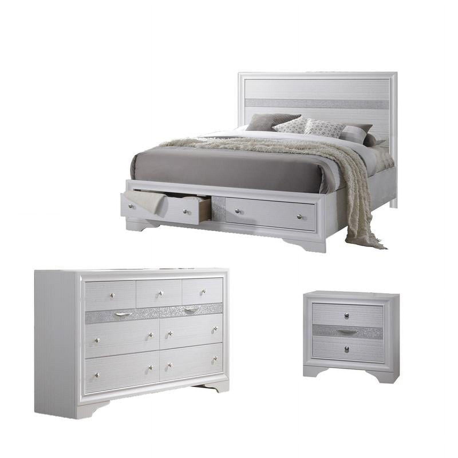 White Queen 3-Piece Bedroom Set with Storage Bed