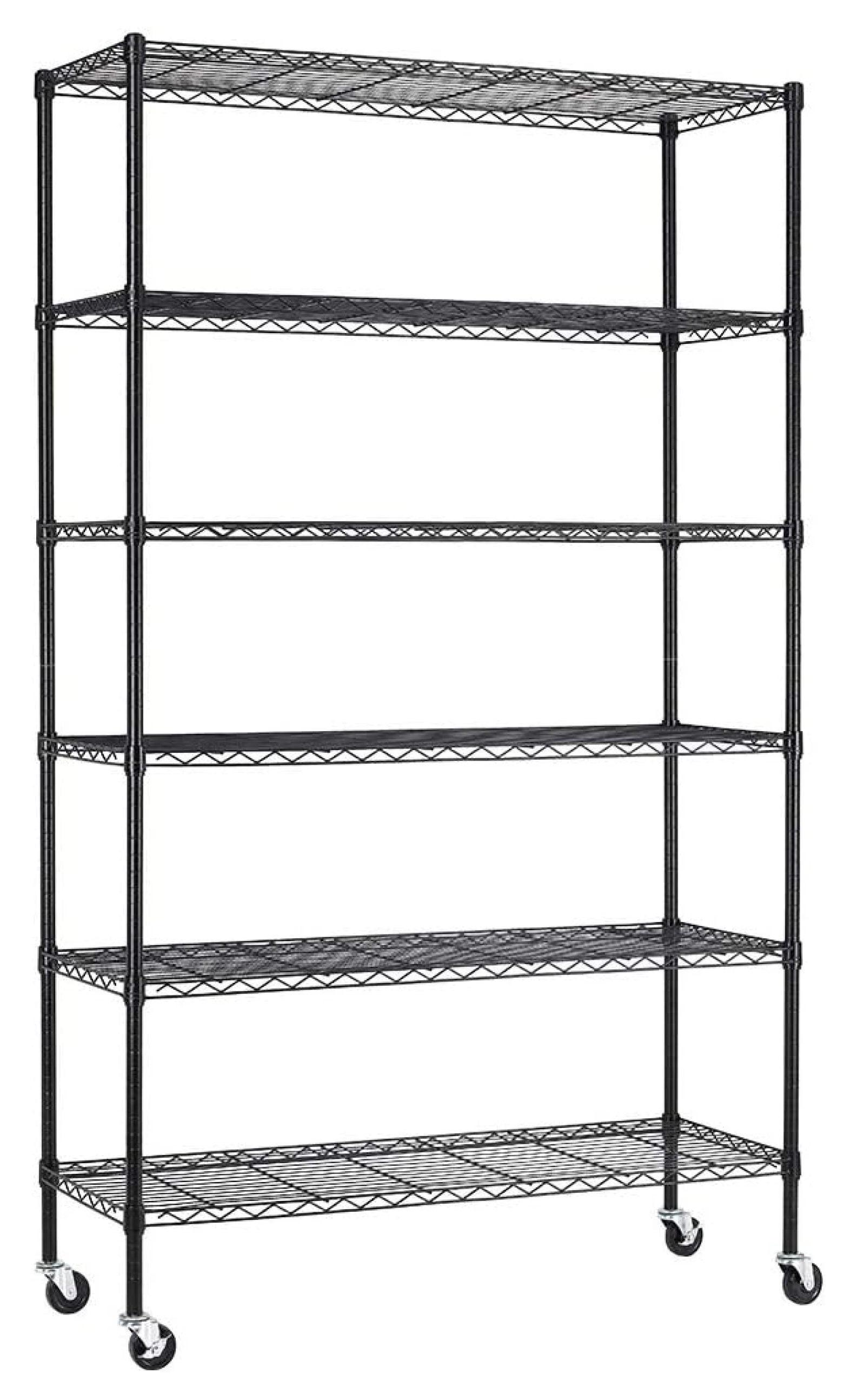 ChicCrest 18x48x72 Inch Wire Shelving Unit with Wheels 6 Tier Heavy Duty Layer Rack Storage Metal Shelf Garage Organizer Wire Rack Shelving Adjustable Utility 2100 LBS Capacity with Casters,Black