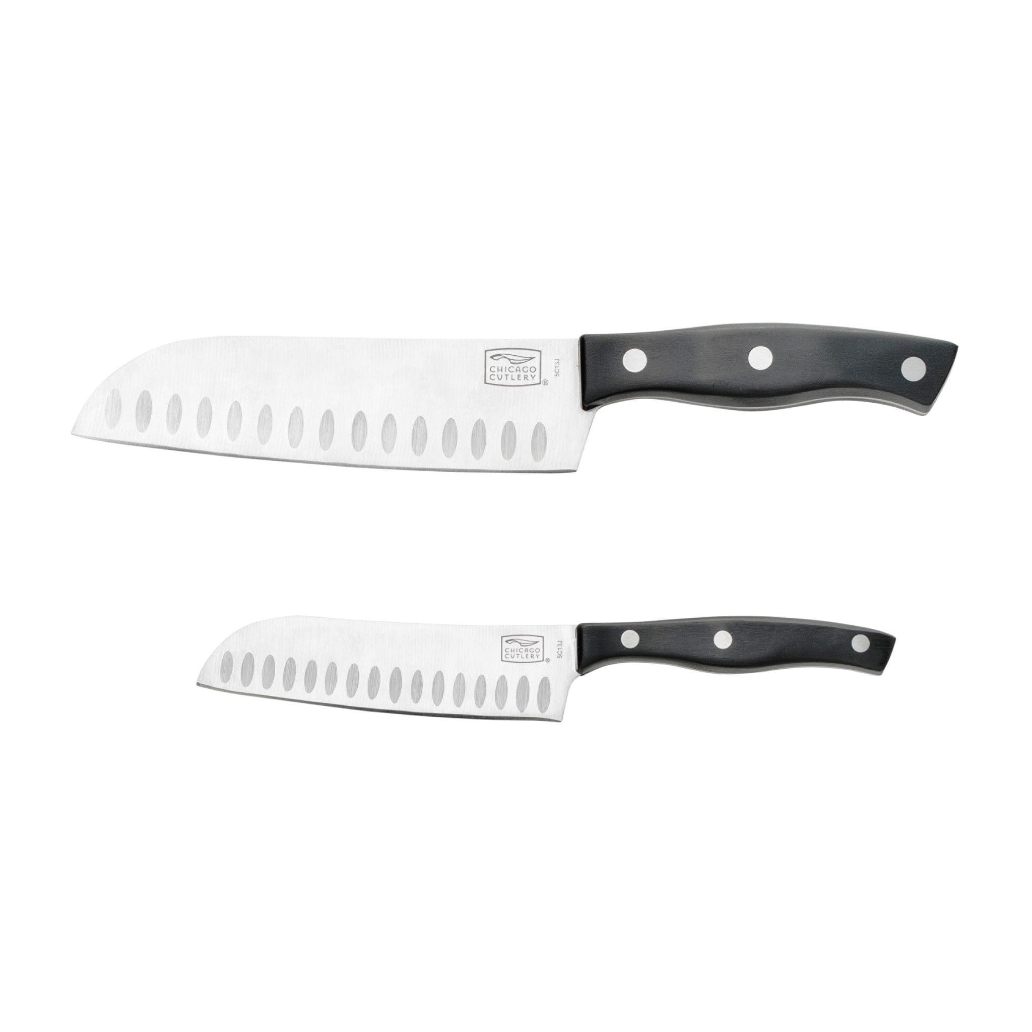 Ellsworth 2-Piece Stainless Steel Santoku Knife Set with Triple-Rivet Handles