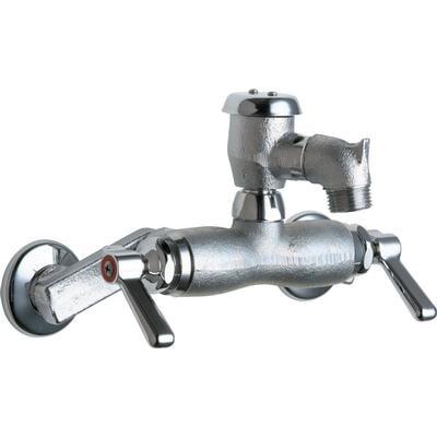 Chicago Chrome Double Handle Wall Mount Garage Faucet