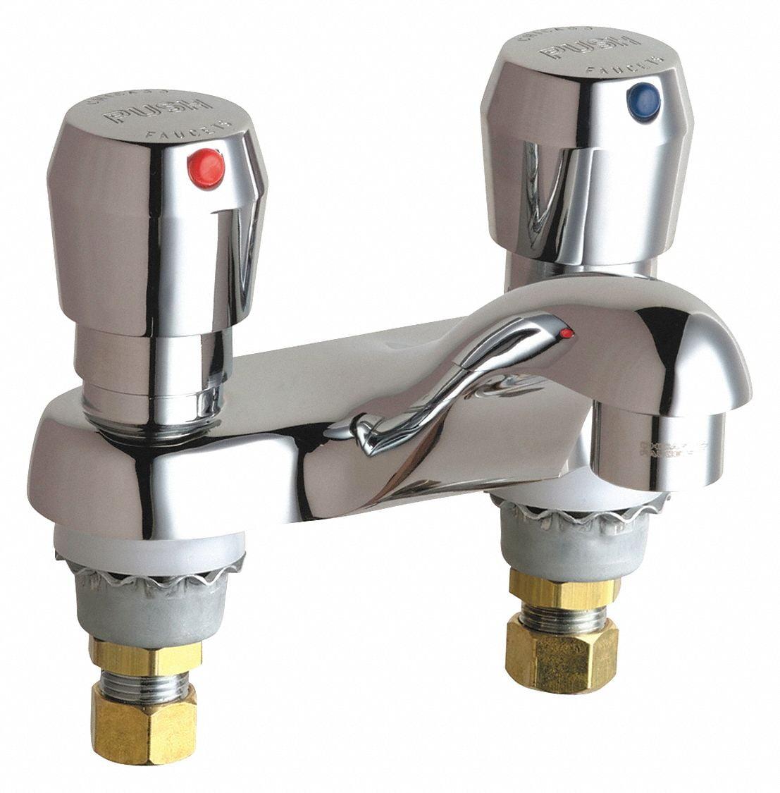 Chrome Double Handle Self-Closing Bathroom Faucet