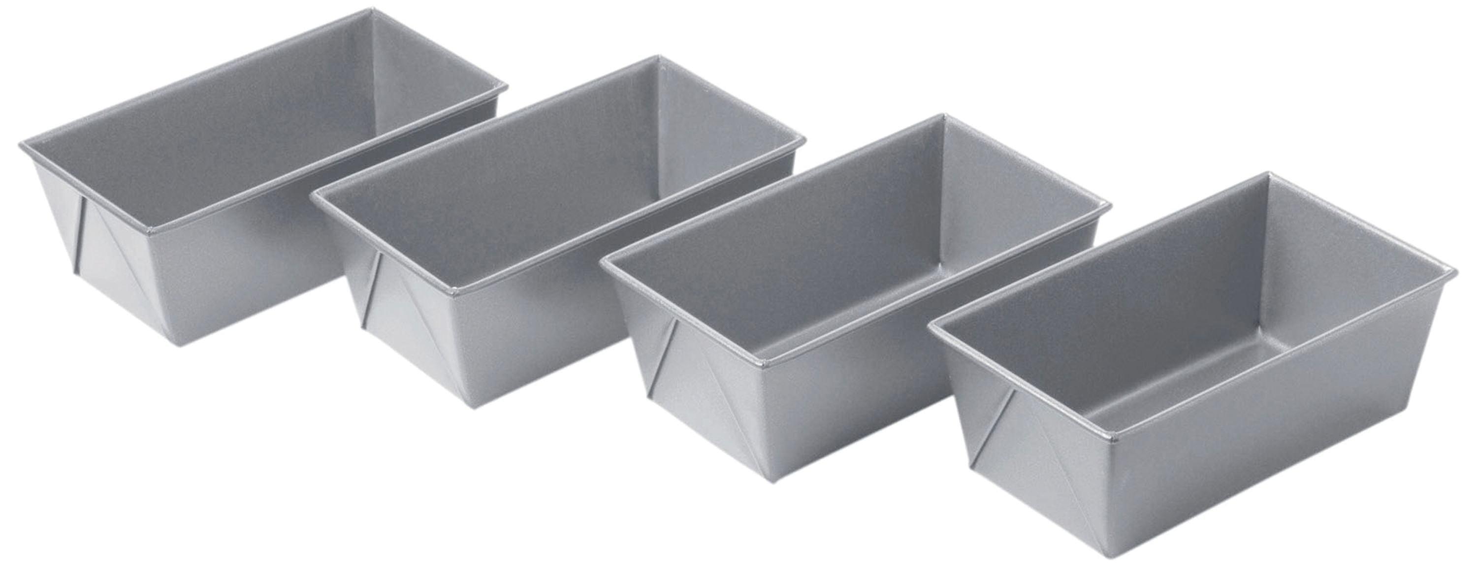 Set of 4 Gray Non-Stick Mini Aluminum Loaf Pans