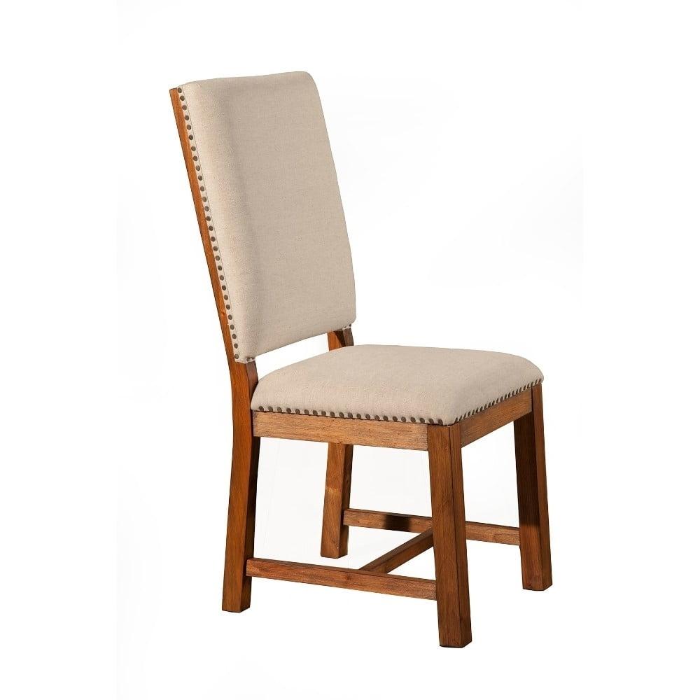 White Upholstered Mahogany Wood Transitional Side Chair