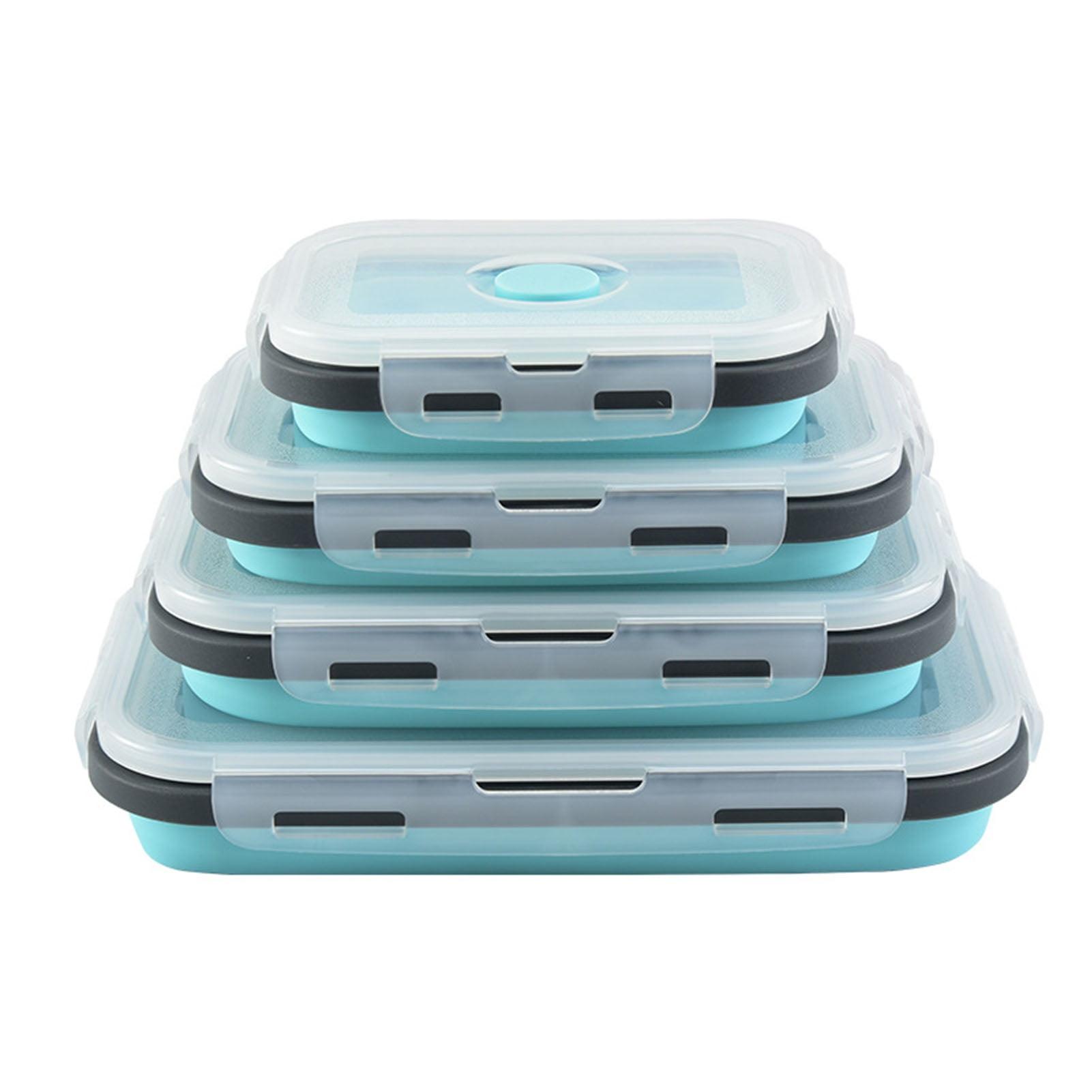 Chicmine Freezer Safe Collapsible Containers Collapsible Food Storage Containers 4pcs Collapsible Food Storage Container Set with Lids Silicone for Outdoor