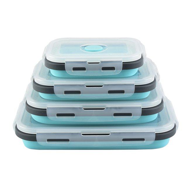 Chicmine Freezer Safe Collapsible Containers Collapsible Food Storage Containers 4pcs Collapsible Food Storage Container Set with Lids Silicone for Outdoor