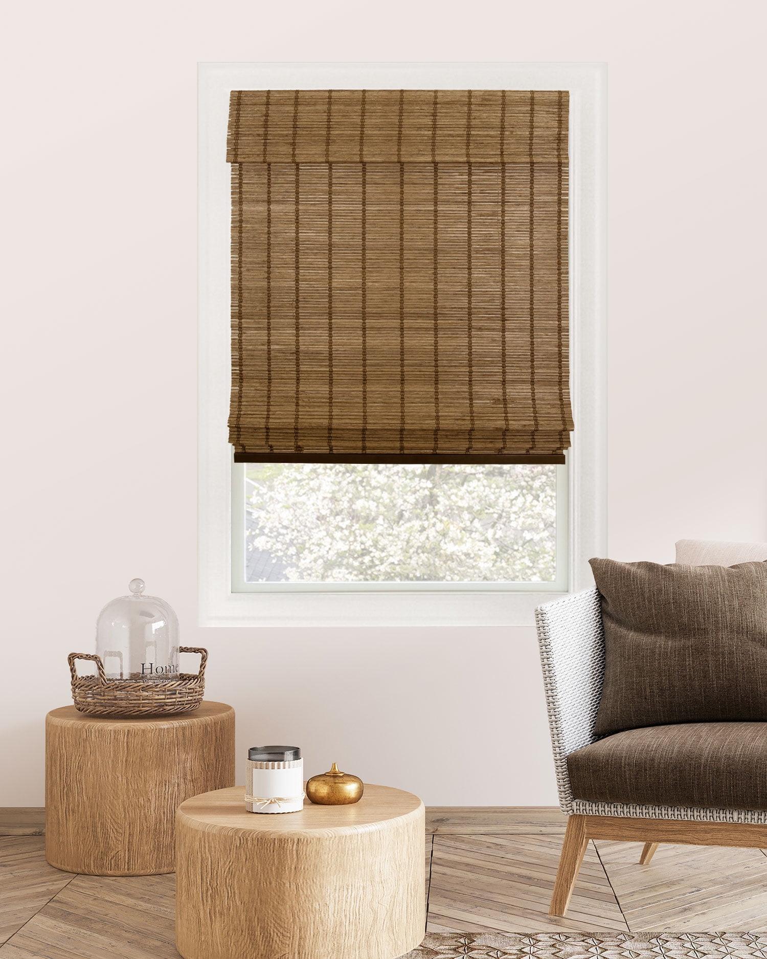 Cordless Bamboo Woven Light-Filtering Roman Shades 34"W x 64"H