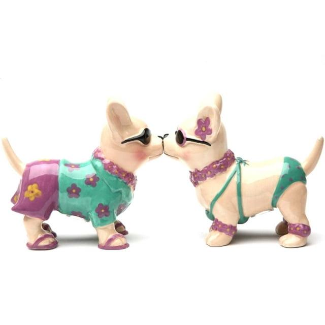 Chihuahua Beach Style 3 1/2'' tall Magnetic Salt and Pepper Shakers