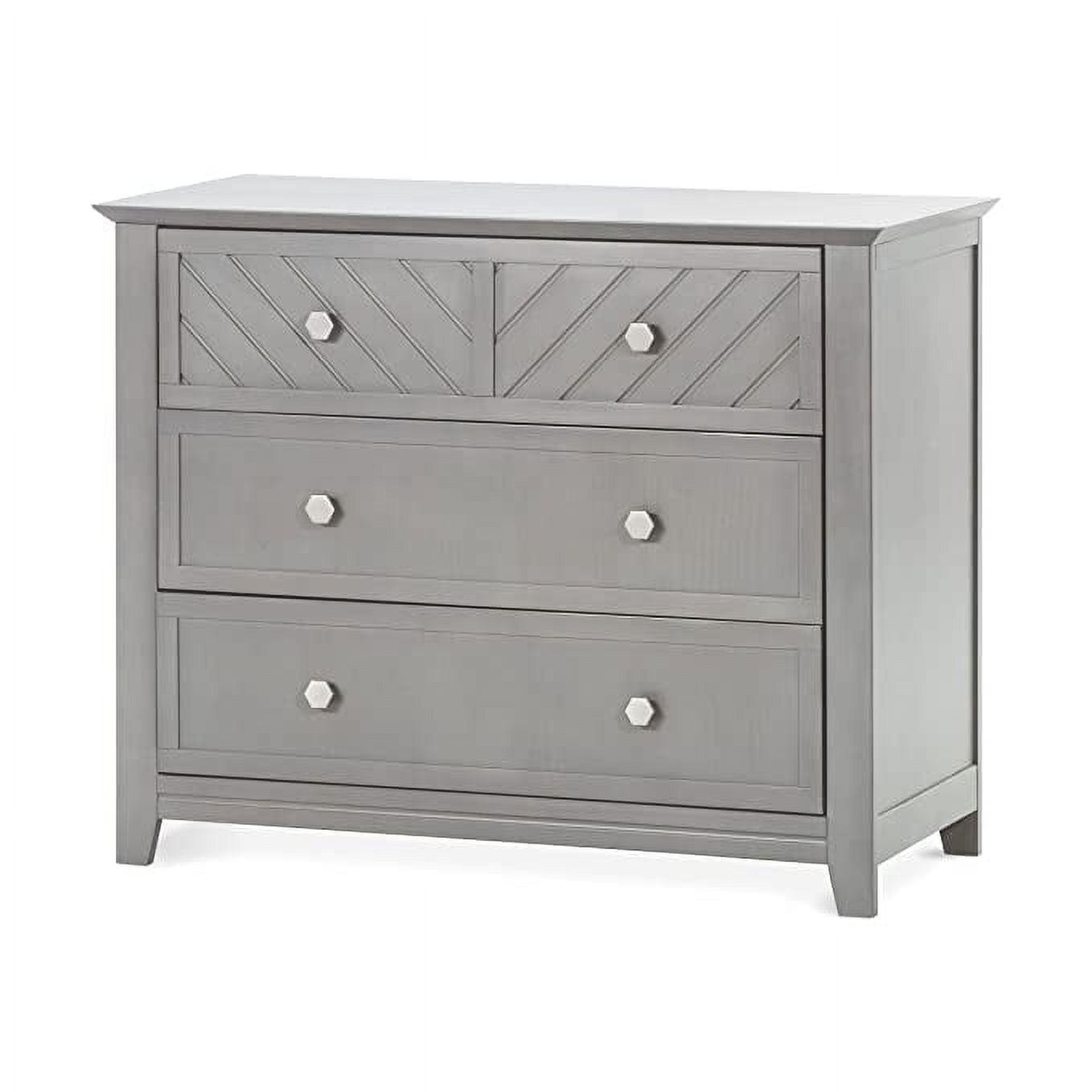 Lunar Gray Modern Chevron 3-Drawer Nursery Dresser