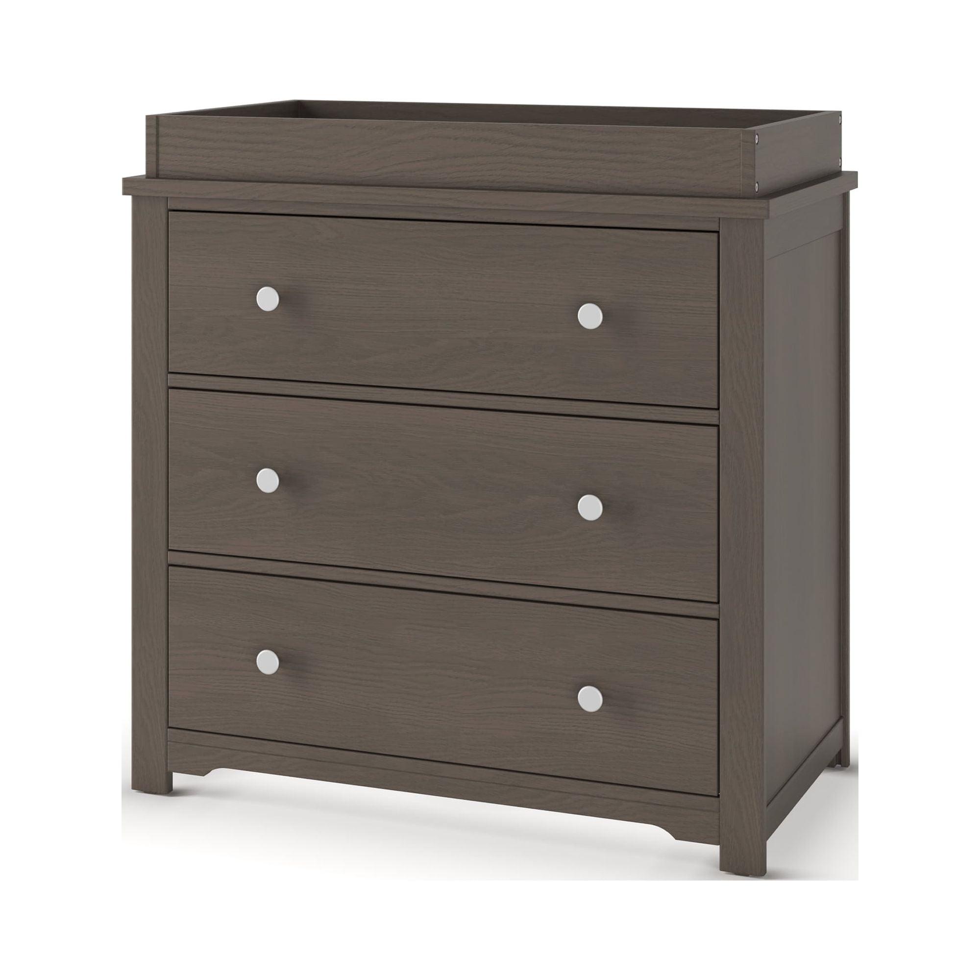 Harmony Dapper Gray 3-Drawer Nursery Dresser with Table Topper