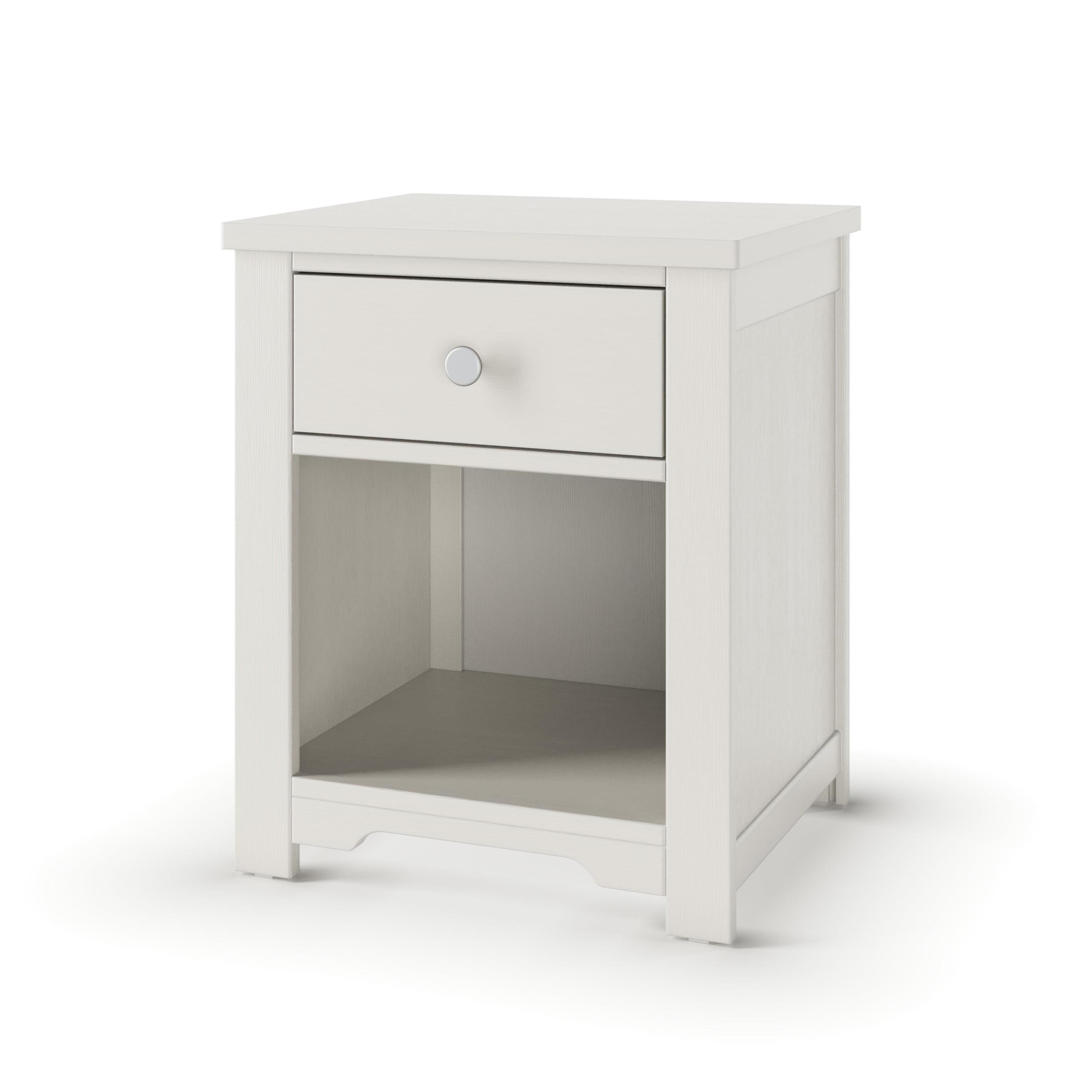 Harmony Brushed Cotton 1-Drawer Nightstand with Open Shelf