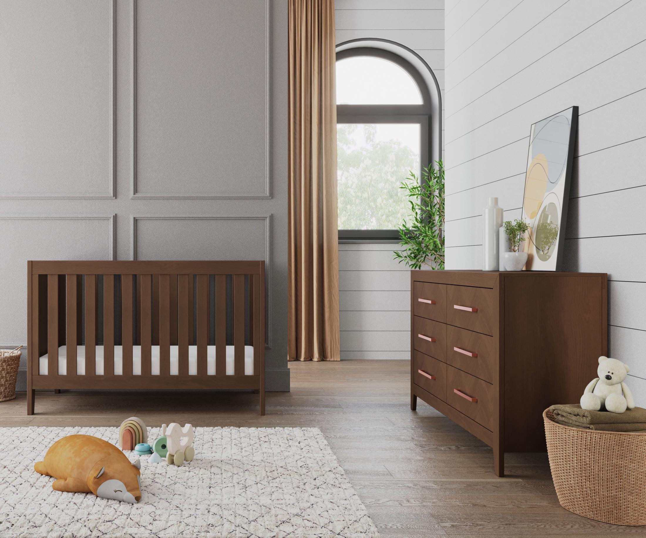 Child Craft Kieran Crib and Dresser Nursery Set, 2-Piece, Includes 3-in-1 Convertible Crib and 3-Drawer Dresser, Grows with Your Baby (Toasted Chestnut)