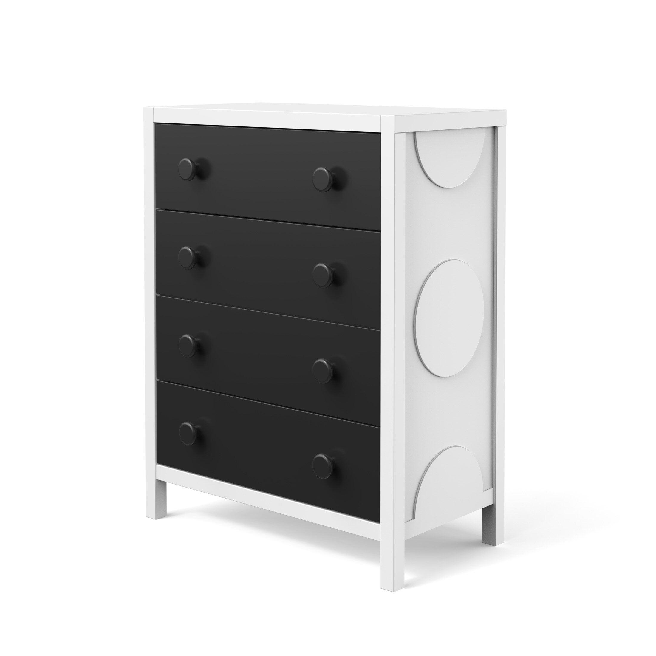 Ebony and Matte White 4-Drawer Nursery Chest