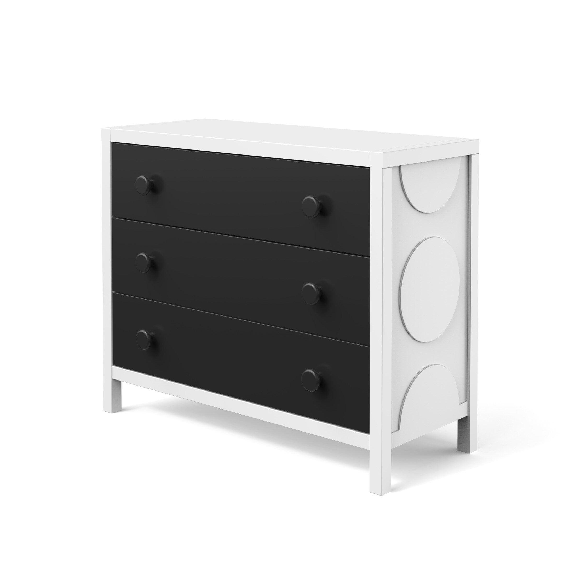 Orbit 42" Ebony and Matte White 3-Drawer Nursery Dresser