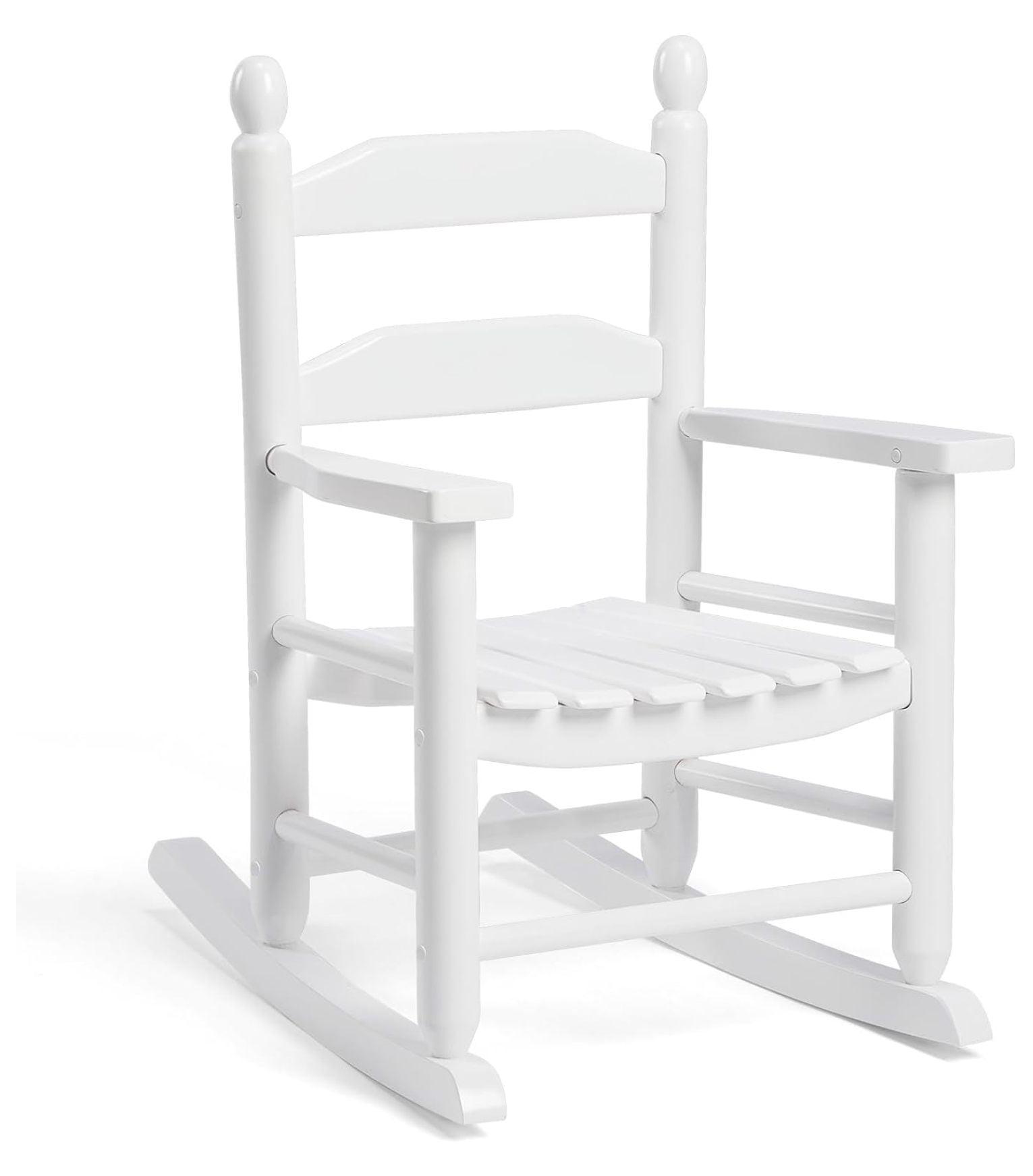 White Wooden Ladder Back Kids Indoor/Outdoor Rocking Chair