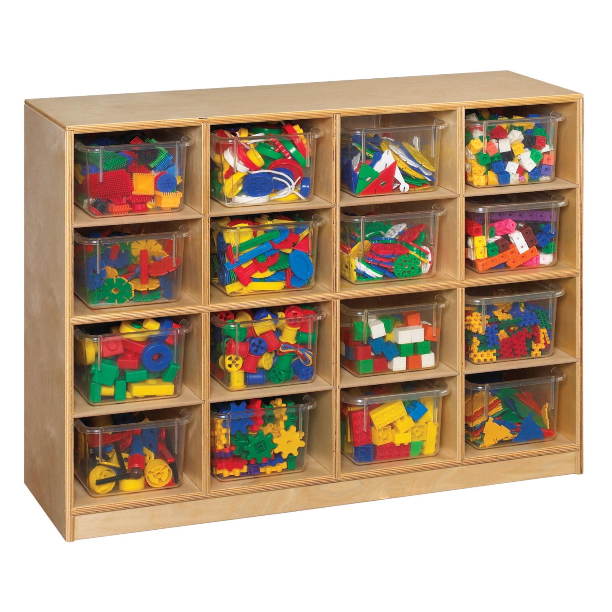 Childcraft Cubby Unit with 16 Clear Trays and Adjustable Shelves