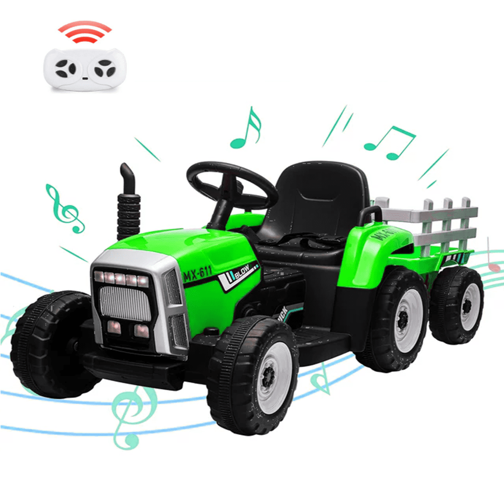 Children's Battery 12V Ride on Car Driven Electric Tractor, Large Manned Ride on Toys, 25/35W 4WD Farm Simulation Driving, Toddler Riding with Remote Control/7-led Headlamp/Horn/MP3 Player