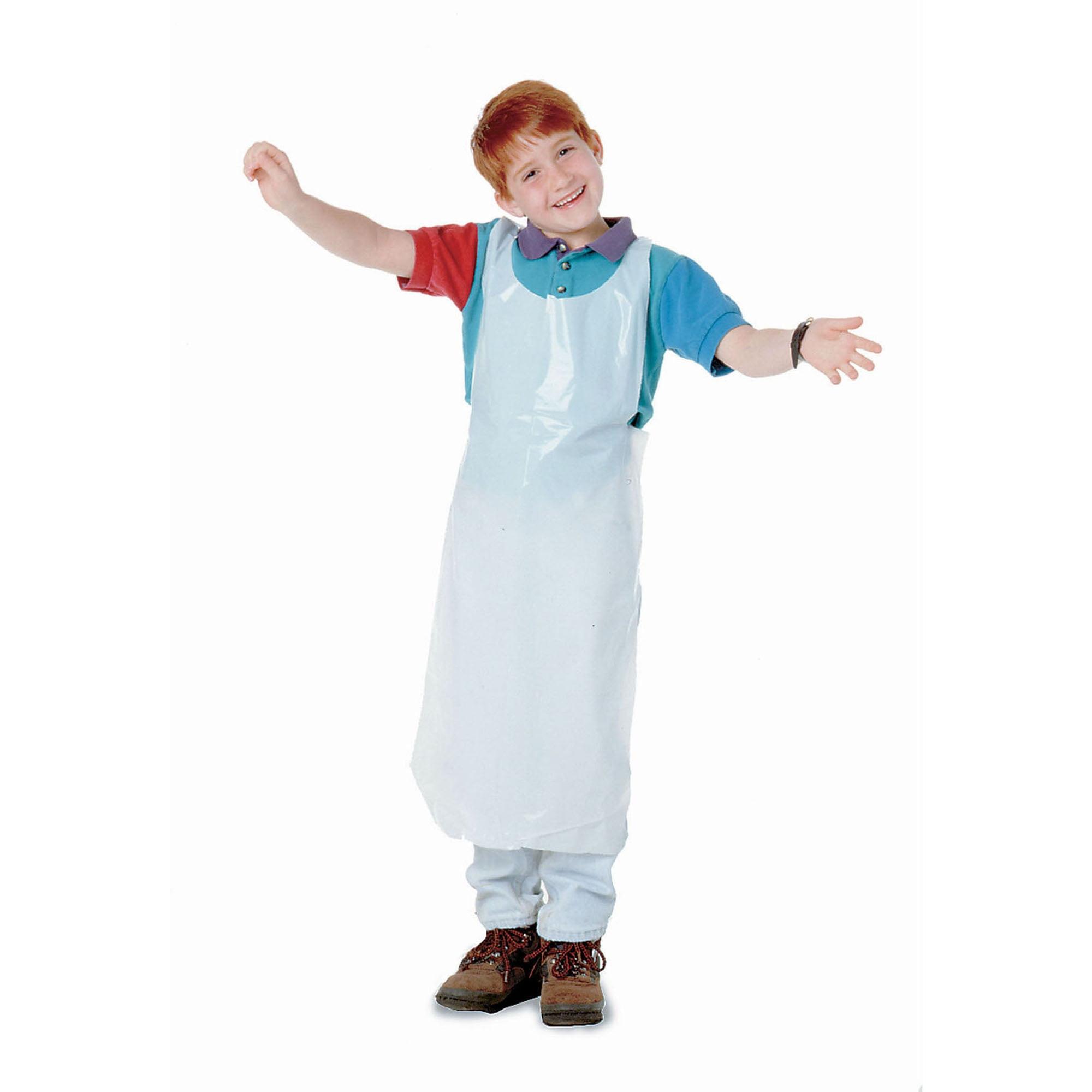 Baumgartens Bib Style Kids Disposable Aprons, White - Case of 100
